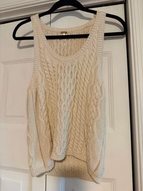 Free People Cream Cable Knit Tank Top